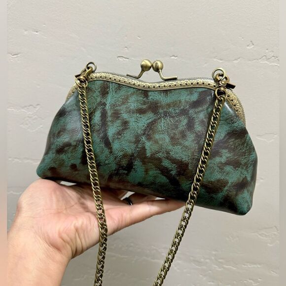 Handsewn Vintage Genuine Cowhide Clutch/Wristlet/Crossbody & 2 Chain Styles - Picture 4 of 13